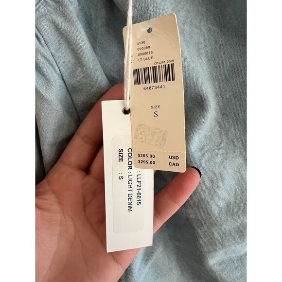 Anthropologie Love the Label Puff-Sleeved Mini Dress Chambray Tie Back SZ S NWT - Picture 5 of 6